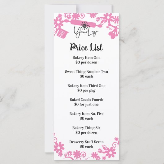 baker utensils black marketing rack card (Front)