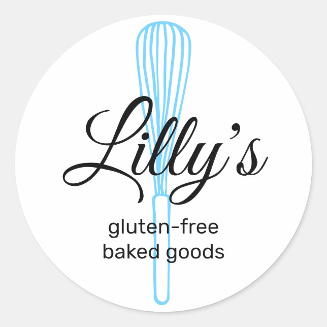 Baker Whisk Bakery Square Business Card Classic Ro Classic Round Sticker (Front)