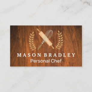 Baker Whisk Rolling Pin Wood Business Card