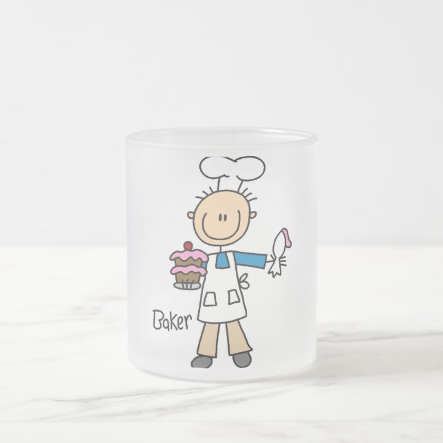 Baker With Cake Frosted Glass Coffee Mug (Center)