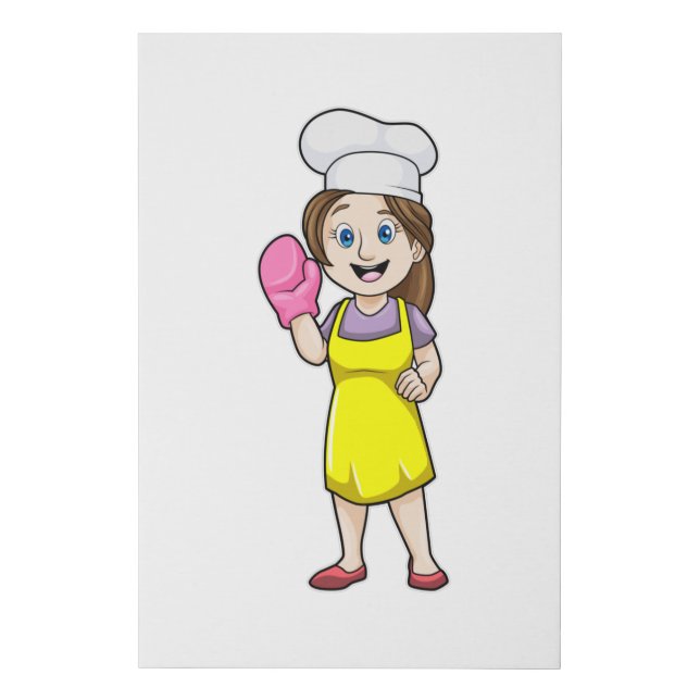 Baker with Cooking apron & Oven gloves Faux Canvas Print (Front)