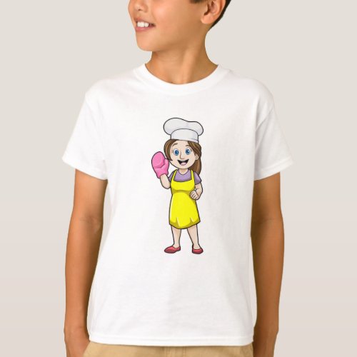 Baker with Cooking apron  Oven gloves T_Shirt