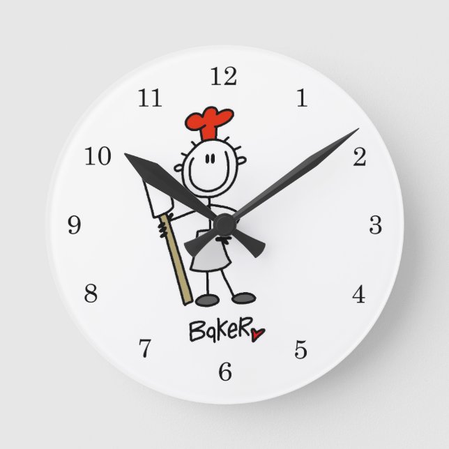 Baker With Scraper Round Clock (Front)