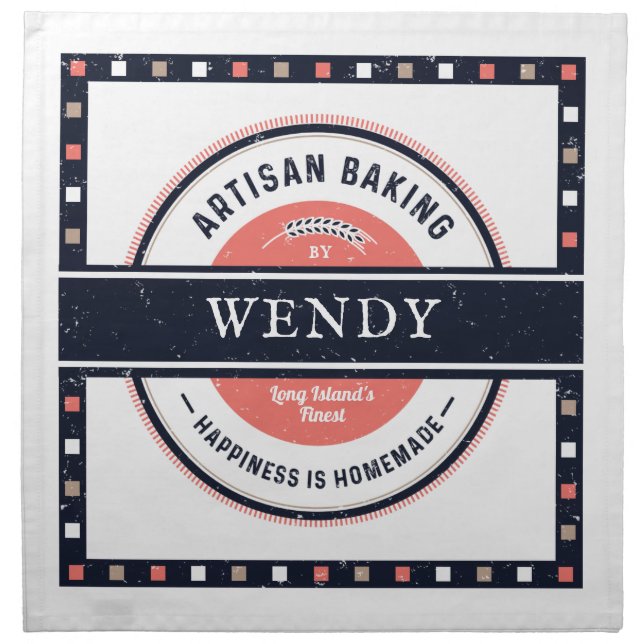 Bakers Artisan Rising Dough Cover Rustic Navy Cloth Napkin (Front)