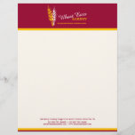 Bakers bakery wheat red yellow business letterhead<br><div class="desc">Simple modern blade, stalk, seed head of wheat ears graphic bakery / bakers business letterhead in dark red, bright warm yellow and white. Perfect for artisan bakers, specialists bakery's and other cooking and baking professionals. Personalize with your company name, business services, address and contact details. Design and artwork by Sarah...</div>