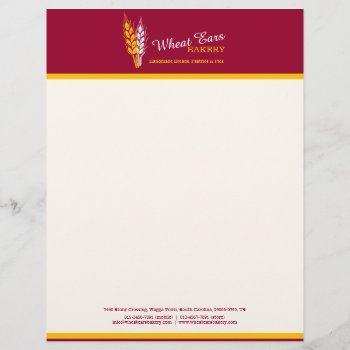 Bakers Bakery Wheat Red Yellow Business Letterhead by Mylittleeden at Zazzle