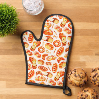 Baker's Bread White Pattern Oven Mitt