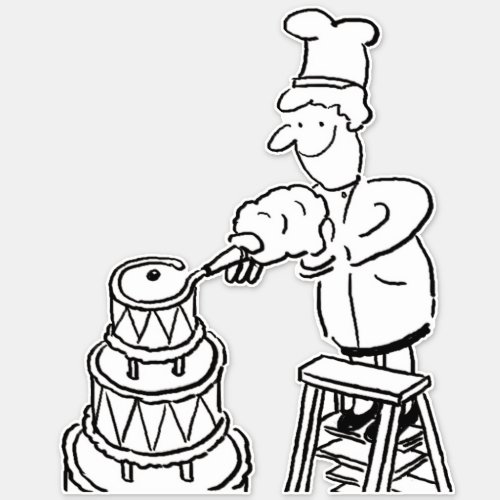 Bakers Cake Making  Baking Funny Cartoon Sticker