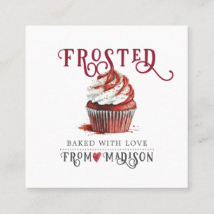 Baker's Cupcake Logo Calligraphy Script Square Business Card