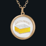 Bakers Gonna Bake Hashtag Yellow Lemon Square Bar Gold Plated Necklace<br><div class="desc">Design features an original marker illustration of a delicious tart yellow lemon bar / lemon square pastry topped with a dusting powdered sugar. Great for your favorite foodie, baker, or pastry chef! This lemon dessert bar illustration is also available on other products. Lots of additional illustrated foodie designs are also...</div>