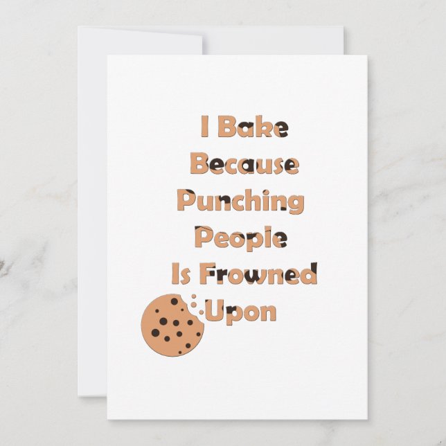Baker's Humor: I Bake Because Punching People  Invitation (Front)