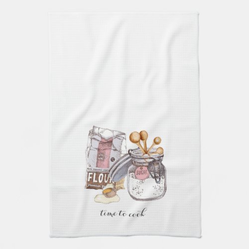 Bakers Ingedients Time To Cook Kitchen Towel