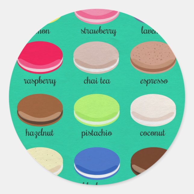Baker's Joy Collection: French Macarons Classic Round Sticker (Front)