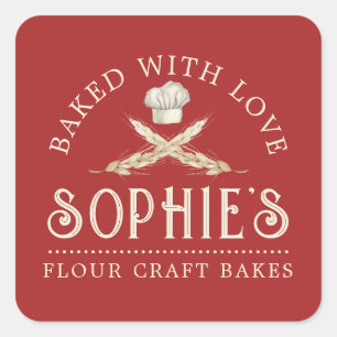 Baker's Logo Bakery Pastry Chef Red Product Label