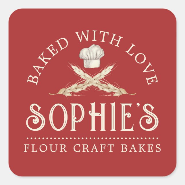 Baker's Logo Bakery Pastry Chef Red Product Label (Front)