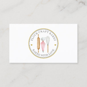 Baker's Pink Gold  Logo Utensils Business Card