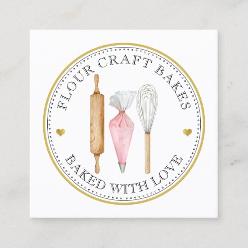 Bakers Pink Gold  Logo Utensils Business Card