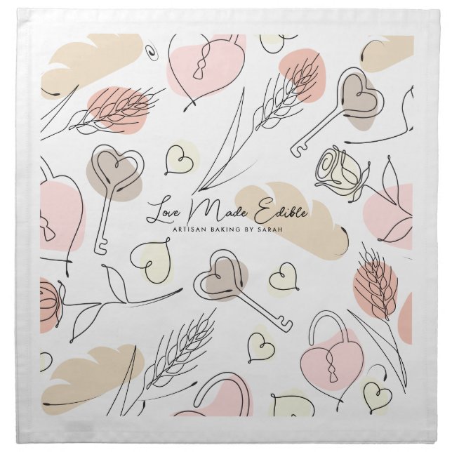 Baker's Rising Dough Cover Modern Sketch Cloth Napkin (Front)