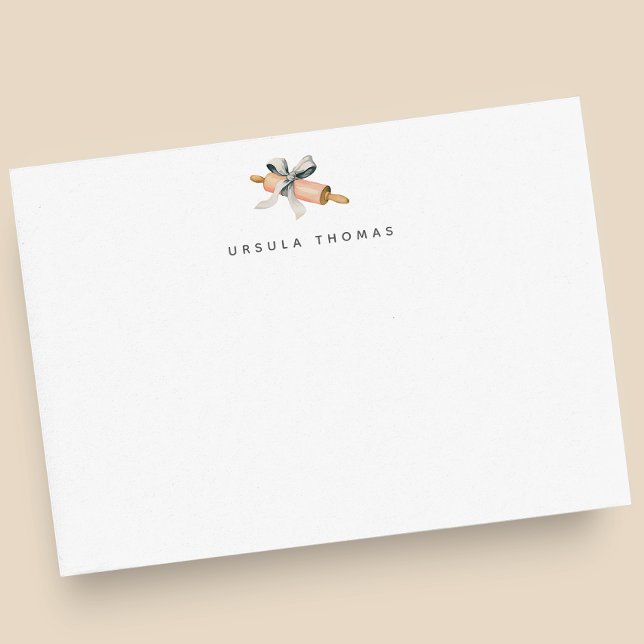 Baker's Rolling Pin & Bow Personalized Note Card (Creator Uploaded)
