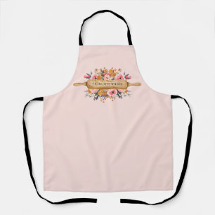Bakers Rolling Pin Floral Pink Apron