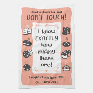 Baker's Tea Towel Gift Mom, Nan, Name (Peach)