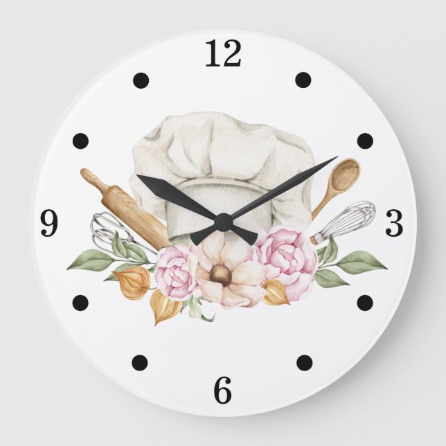 Bakers Tools Utensils Kitchen Large Clock (Front)