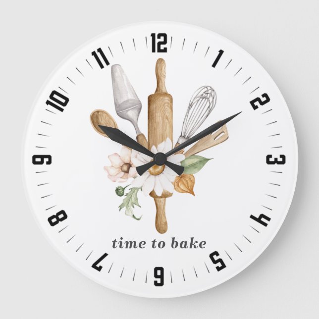 Baker's Tools Utensils Large Clock (Front)