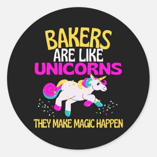 Bakers Unicorn  Magical Unicorn Baking Food Cakes Classic Round Sticker