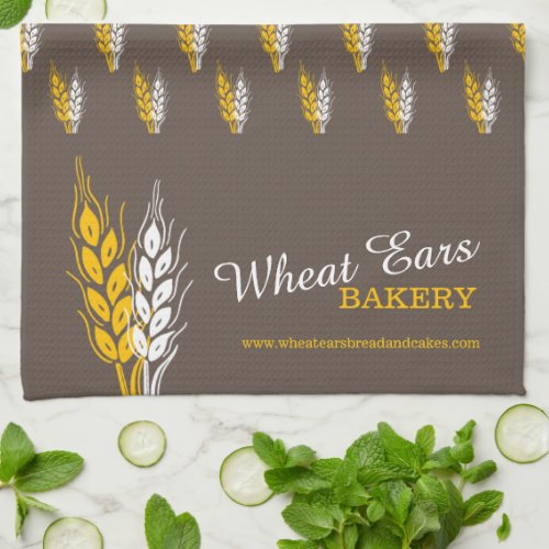 Bakers wheat brown yellow graphic business promo kitchen towel