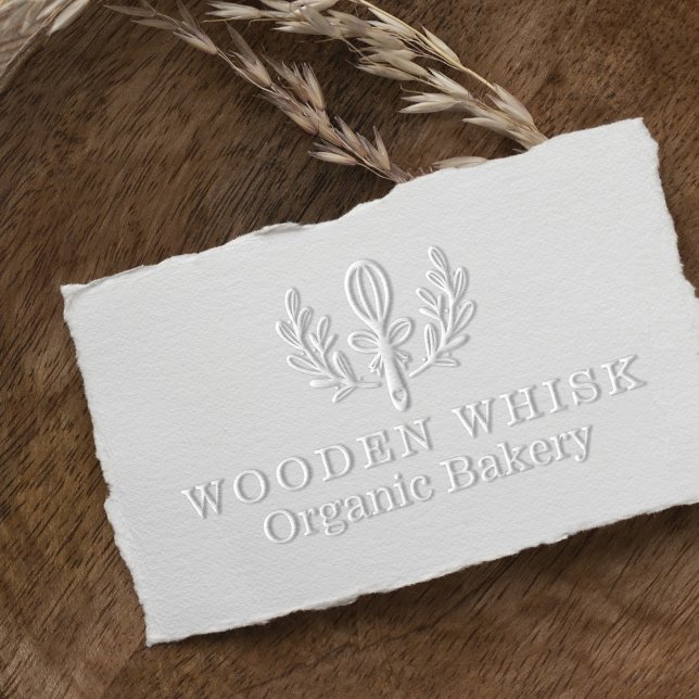 Bakers Whisk & Floral Leaf Wreath Bakery Logo Embosser (Creator Uploaded)
