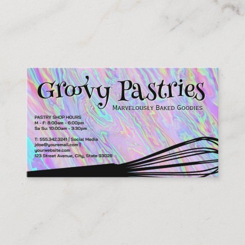 Bakers Whisk  Iridescent Holographic Background Business Card