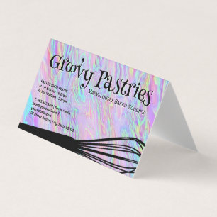 Bakers Whisk Iridescent Holographic Background Business Card