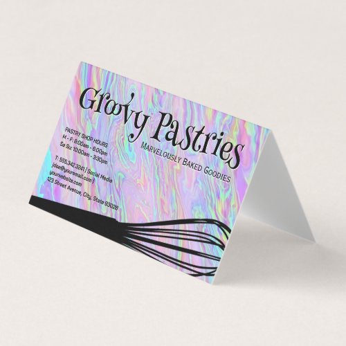 Bakers Whisk  Iridescent Holographic Background Business Card