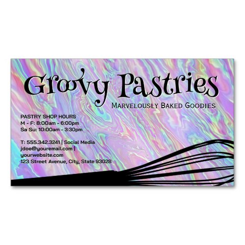 Bakers Whisk  Iridescent Holographic Background Business Card Magnet