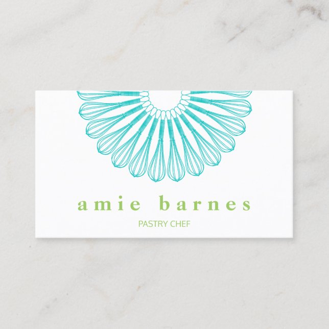 Baker's Whisk Logo Catering Bakery Chef Business Card (Front)