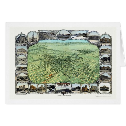 Bakersfield, CA Panoramic Map - 1901 Cards (Front Horizontal)