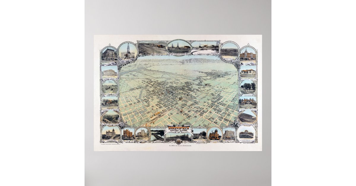 BakersField California 1901 Vintage Poster Zazzle