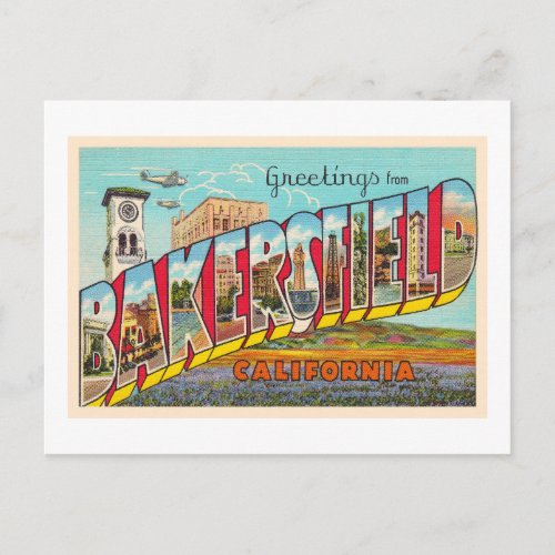 Bakersfield California CA Large Letter Postcard
