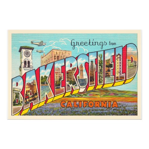 Bakersfield California CA Large Letter Postcard Photo Print