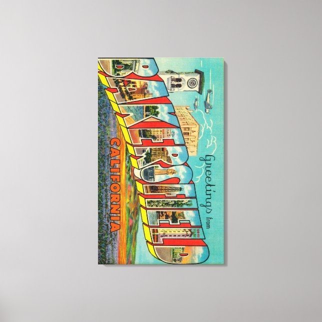 Bakersfield, California - Large Letter Scenes Canvas Print (Front)