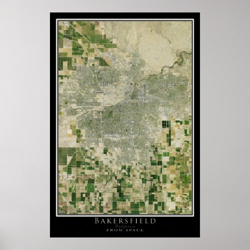 Bakersfield California Satellite Poster Map