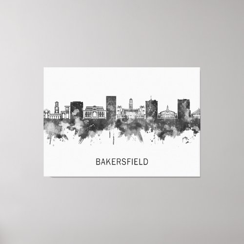 Bakersfield California Skyline BW Canvas Print