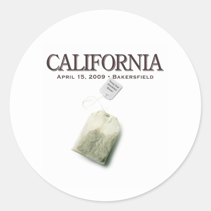 Bakersfield California Tea Party Round Stickers