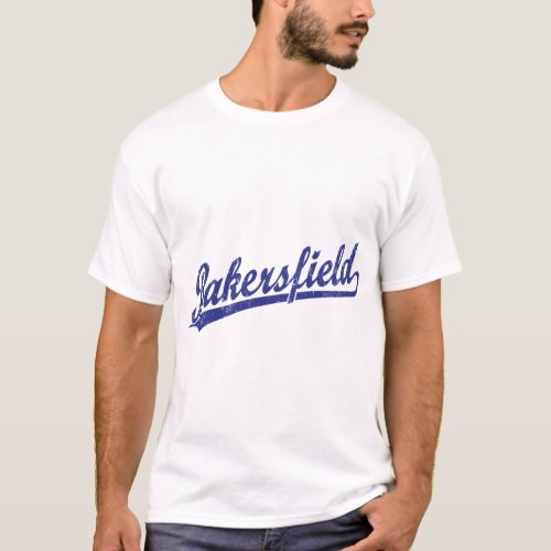 Bakersfield script logo in blue T_Shirt