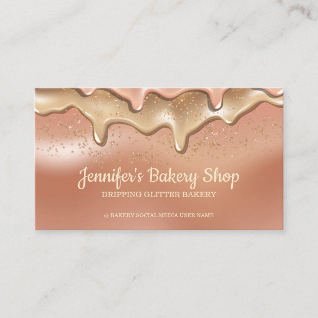 Bakery Abstract Rose Dripping Cream Glaze Business Card (Front)