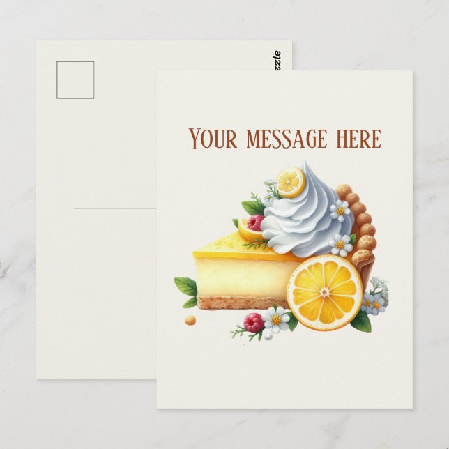 Bakery add message Business name lemon pie Postcard (Front/Back)