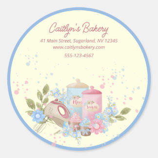 Bakery and Pastry Shop Personalized Blue Edge Classic Round Sticker