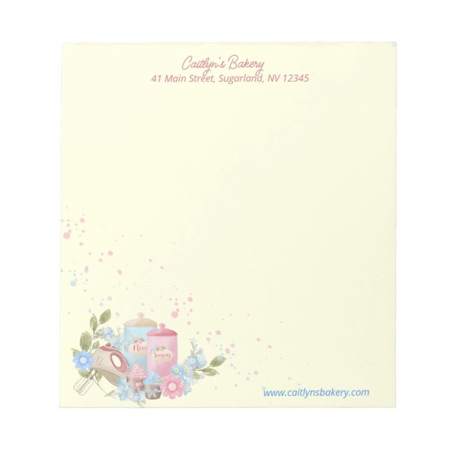 Bakery and Pastry Shop Personalized   Notepad (Front)