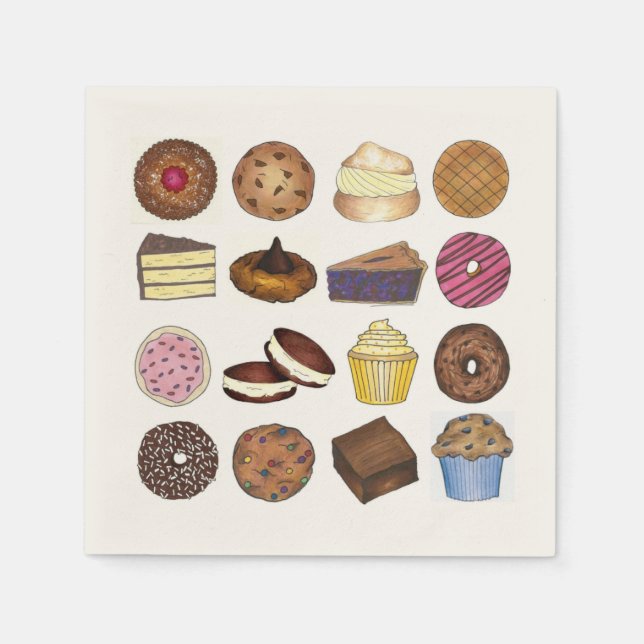 Bakery Bake Sale Cupcake Pie Cookie Brownie Donut Paper Napkins (Front)