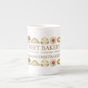 Bakery Baked Goods Croissant Donut Muffin Pastries Bone China Mug